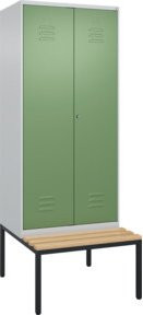 C+P PSA Doppel-Spind Classic PLUS Sitzbank mit 2 Abteilen, Buche-Hartholz, B/T/H: 212 x 80 x 81,5 cm - Bild 1