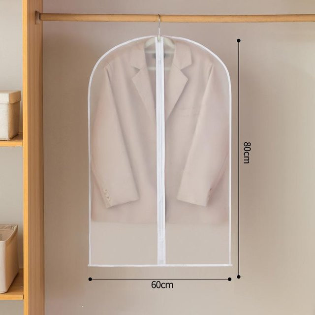 MENGN Top Transparente Kleiderschutzhülle zum Aufhängen für Anzüge und Mäntel, Grau, Breite: 60 cm, Höhe: 80 cm - Bild 1