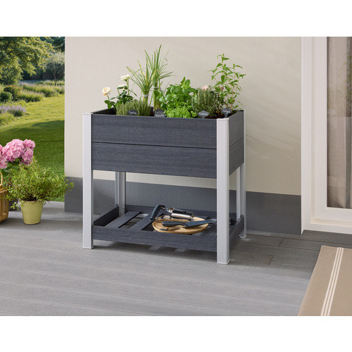 Mr. GARDENER Hochbeet auf Beinen aus WPC und Aluminium in Anthrazit/Grau, B/T/H: 78,5 x 46 x 74 cm - Bild 2