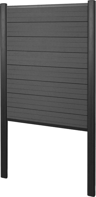 WPC-Sichtschutz Savoie Windschutz mit Alu-Pfosten zum Einbetonieren, Basiselement schmal, Farbe: Anthrazit, Breite: 100 cm - Bild 1