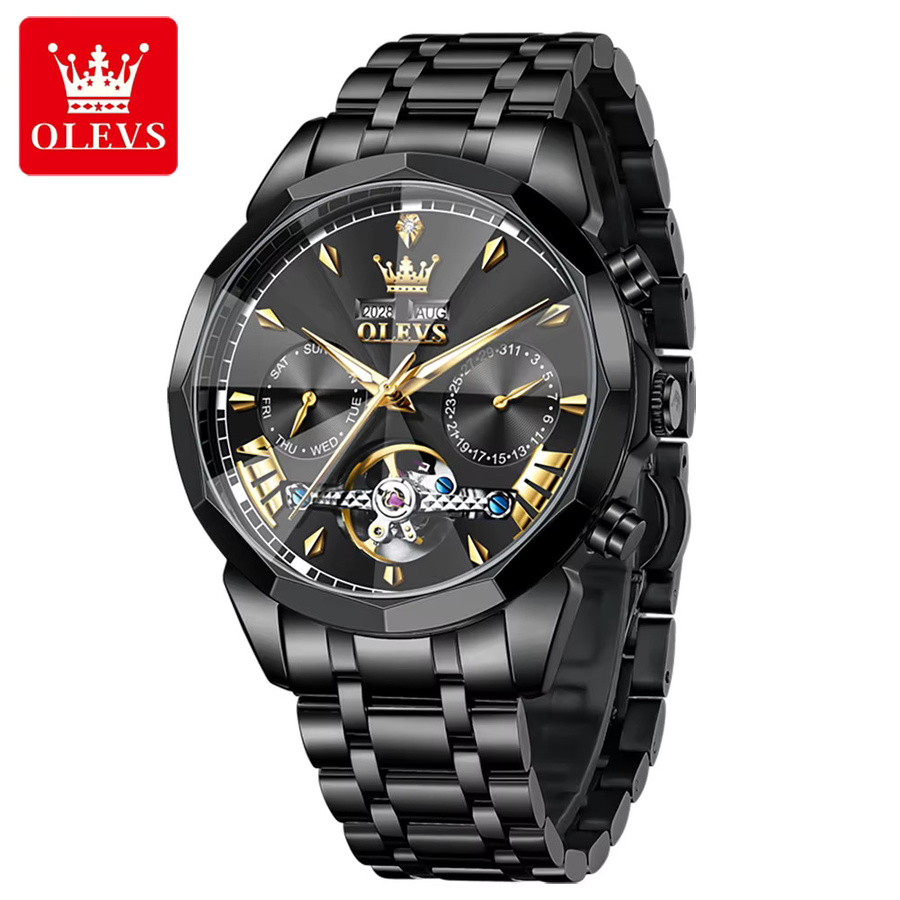 OLEVS Armbanduhr, Automatik, Edelstahl, Silber, rautenförmig, Herren - Bild 2