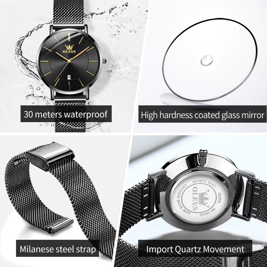 OLEVS Armbanduhr Quarz, Edelstahl, Roségold, Damen - Bild 3