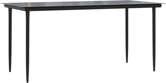 Furnicato Garten-Esstisch aus Stahl und Hartglas in Schwarz, B/T/H: 160 x 80 x 74 cm - Bild 1