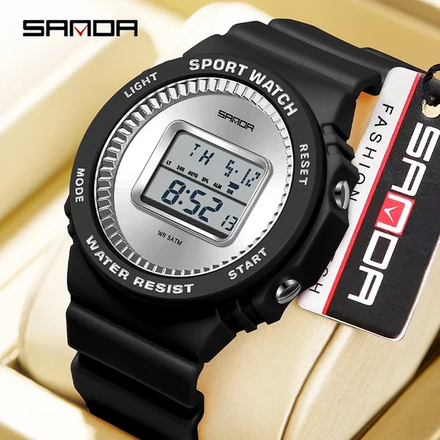 SANDA Armbanduhr Digitaluhr, Kunststoff, Schwarz, Herren - Bild 1