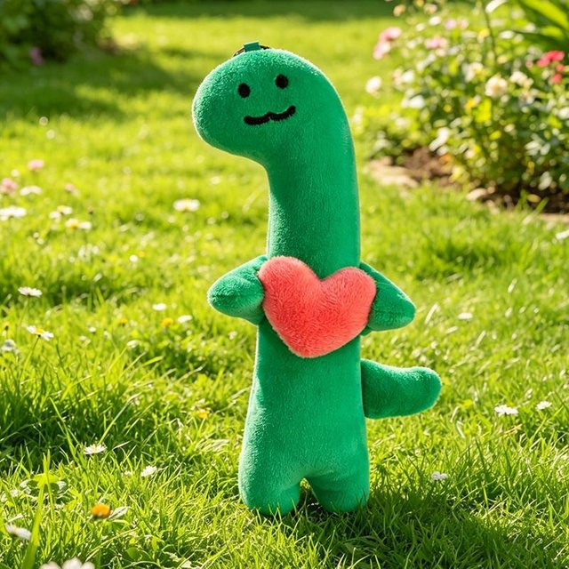 Dinosaurier Plüsch Anhänger, Rosa Grün, Kinder - Bild 1