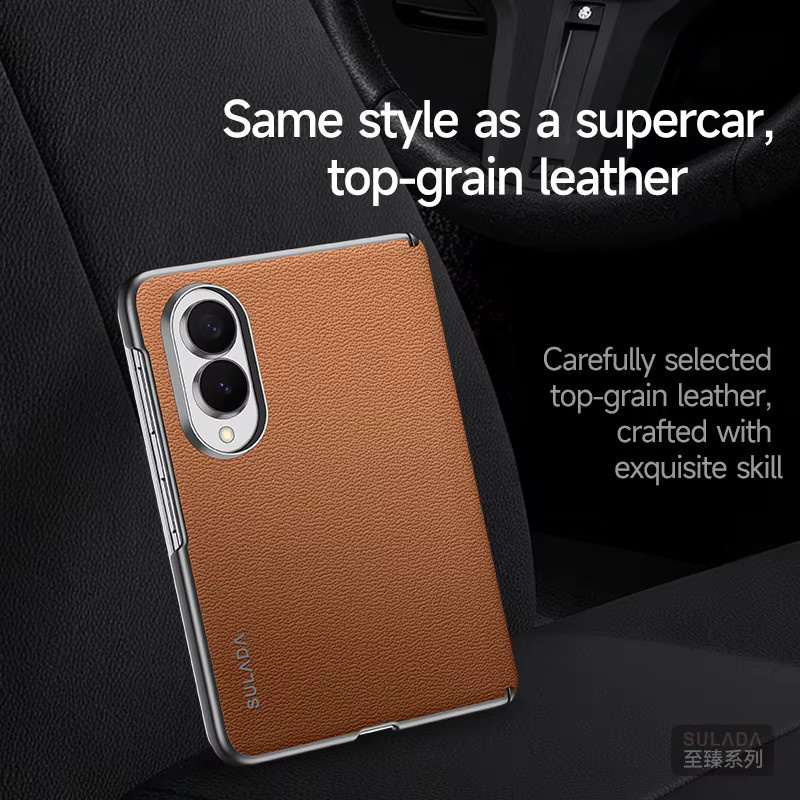 Luxuriöse Business-Handyhülle in Schwarz mit Magnetverschluss und Leder-Optik für Samsung Z Fold 8, stoßfest mit Magsafe-Scharnierschutz - Bild 2