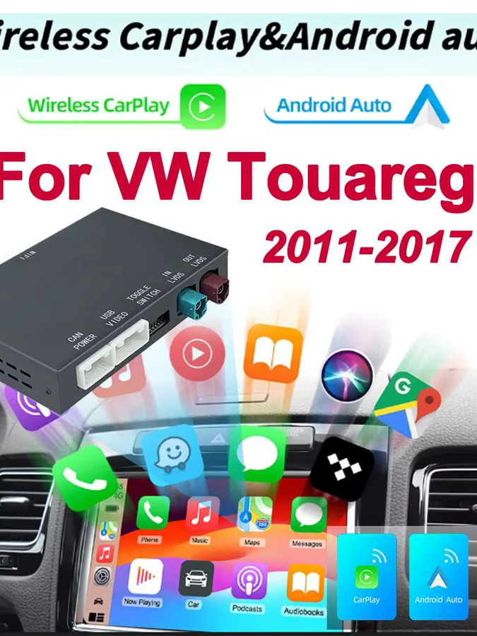 EzoneTronics Drahtloses CarPlay und Android Auto Interface für VW Touareg 2011–2017 mit 8 Zoll Bildschirm, Mirror Link und AirPlay, Schwarz - Bild 5