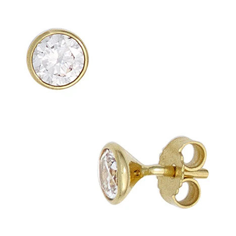 Colfem Ohrstecker 333 Gelbgold, Zirkonia, Unisex - Bild 1