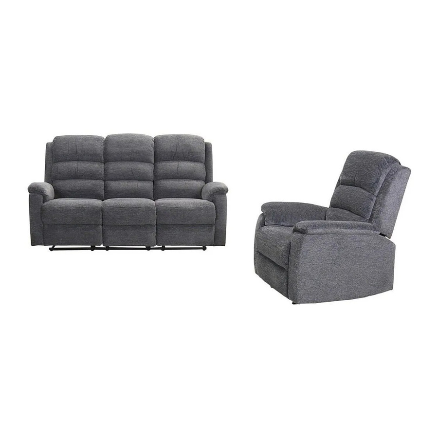 Vente-unique Couchgarnitur Nevers mit Sessel in Grau aus Stoff, Breite: 187 cm, Tiefe: 86 cm - Bild 2