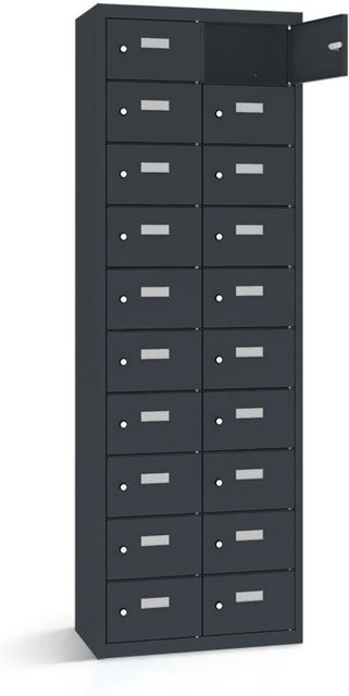 rotstahl Wertfachschrank mit 20 Fächern und Scharniertüren in Anthrazit, B/T/H: 80 x 30 x 180 cm - Bild 1