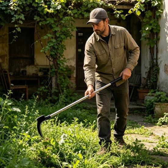Rustic Unkrautstecher mit Langstiel und Doppelklingenkopf aus Edelstahl für die manuelle Unkrautentfernung im Garten - Bild 2
