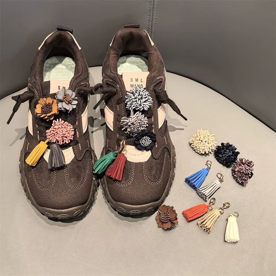 SMATLELF Schuh Charms, Quaste Anhänger, Leder, Blume - Bild 2