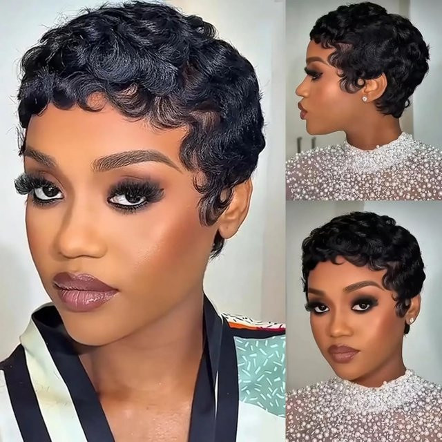 Suri Hair Pixie-Synthetikperücke, lockig, Schwarz, Damen - Bild 1