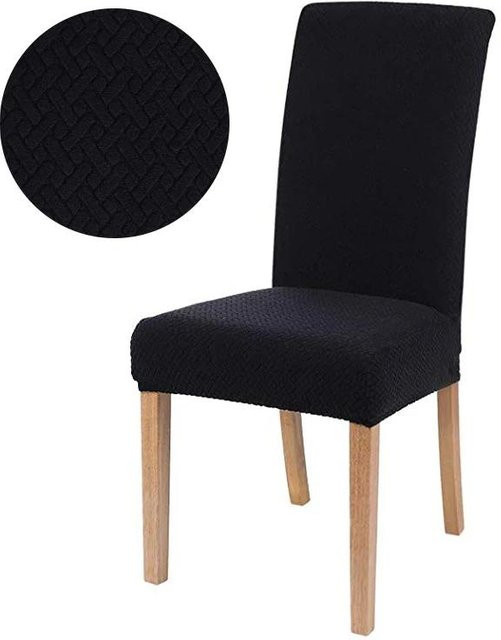 4er-Set rutschfeste Jacquard Sesselbezüge aus Stretch-Spandex in Schwarz für 1-Sitzer Relaxsofas - Bild 1
