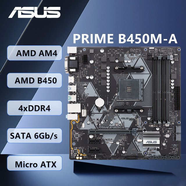 Asus PRIME B450M-A Motherboard AM4 Micro-ATX Schwarz DDR4 NVMe/M.2 - Bild 1