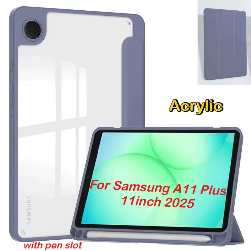 Samsung Galaxy Tab A11 Plus und Tab A9 Plus 11 Zoll Hülle mit HD Acryl-Rückseite in Grau und Blau - Bild 1