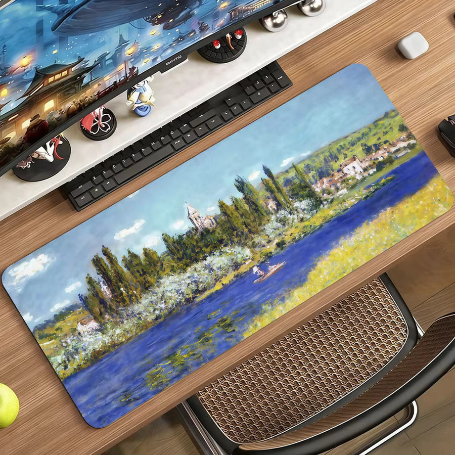XXL Mauspad Claude Monet Kunstwerk in Multicolour, rutschfeste Schreibtischunterlage aus Gummi für PC und Laptop - Bild 3