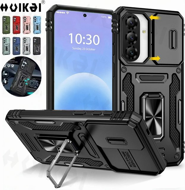 Huikai Handyhülle für Samsung Galaxy A57 5G A37 A56 A36 mit Kameraabdeckung und Ständer in Schwarz - Bild 1
