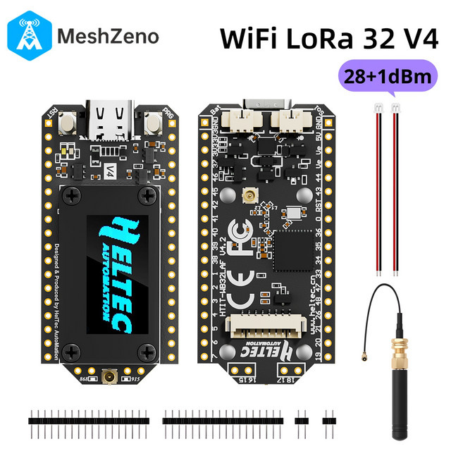 Heltec V4 ESP32-S3 LoRa Entwicklungsboard mit SX1262 Modul, WiFi und Bluetooth, 2MB, 915MHz Antenne, Schwarz - Bild 1