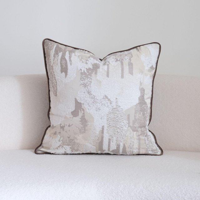 Moderner französischer Kissenbezug von JMG Clothing in Braun und Beige, Dekorationskissen aus Polyester, B/H: 30 x 50 cm oder 45 x 45 cm - Bild 1