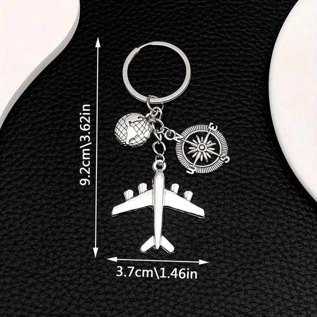 Schlüsselanhänger Erde Flugzeug, gray, Unisex - Bild 1