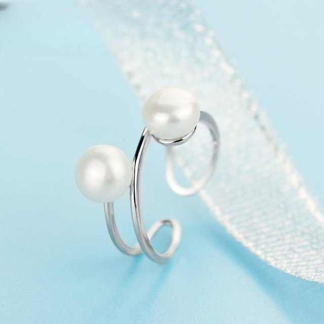 Lucky Star Jewelry Ring 925 Silber, Perle, Damen, verstellbar - Bild 1
