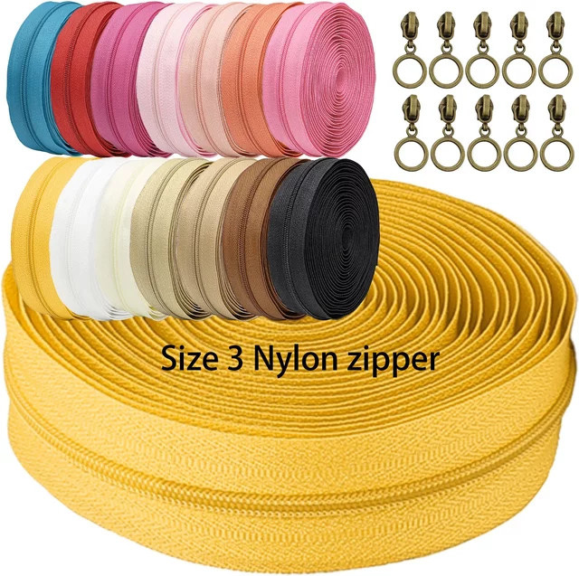 Changsons Set mit 3 Nylon-Reißverschlüssen und 10 runden Reißverschlussköpfen zum Nähen und für DIY-Projekte - Bild 1