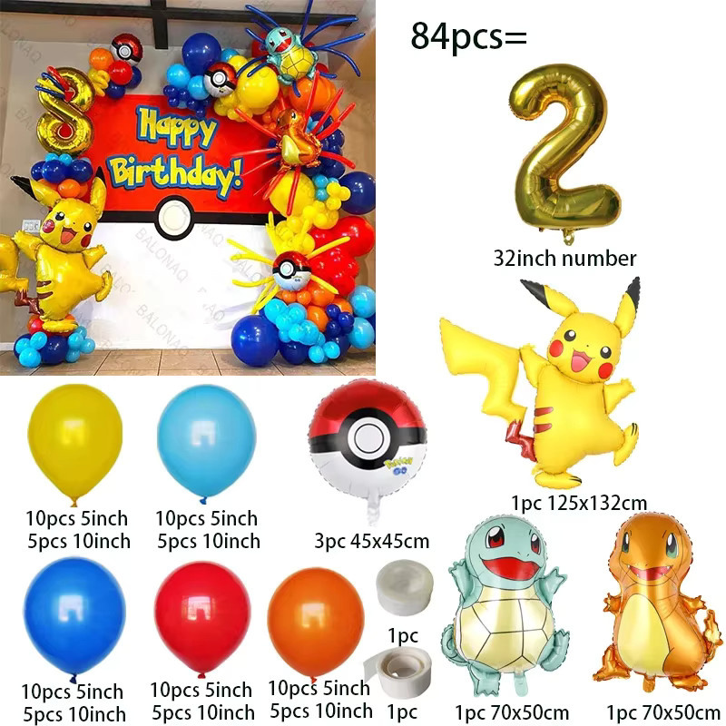 MINISO Pokemon Party Luftballons Girlande Bogen Kit, 84 Stück - Bild 2