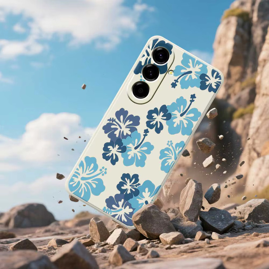 Samsung Handyhülle Soft Cover mit blauem Blumenmuster für Galaxy A56 A55 A54 A53 A52 A51 A35 A34 A32 A31 A25 A23 A22 5G/4G - Bild 2