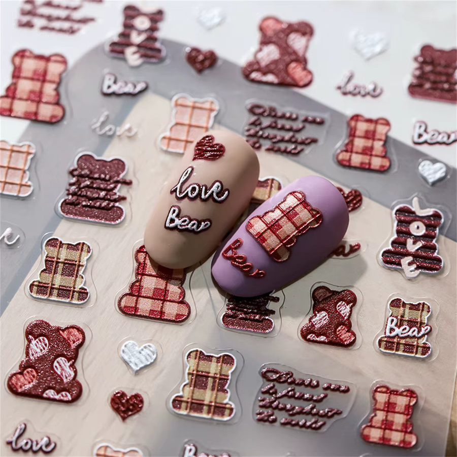 Rhstoe Nagelaufkleber Schokolade Bär, Braun, DIY Nail Art - Bild 2
