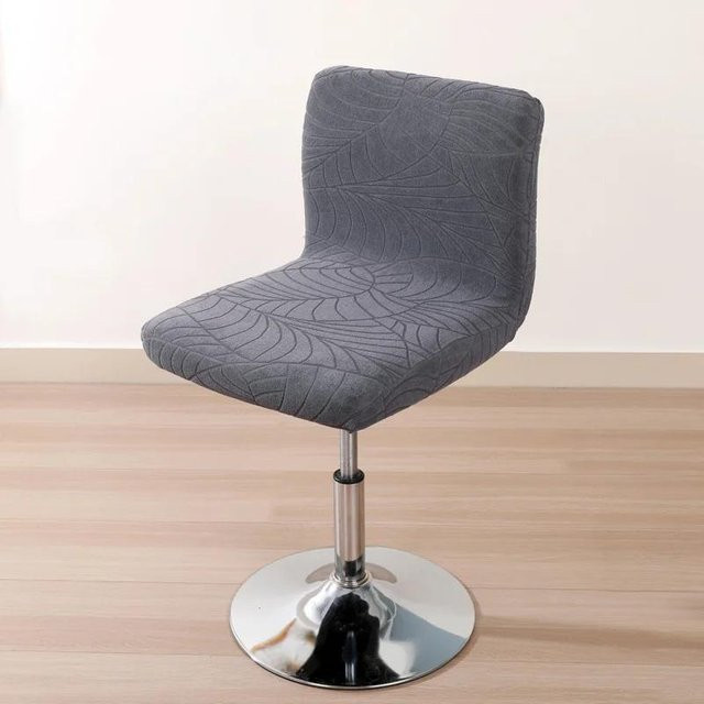Einfarbiger Jacquard Barhocker Stuhlbezug in Grau, hochelastischer Sitzbezug für drehbare Lift-Stühle - Bild 1