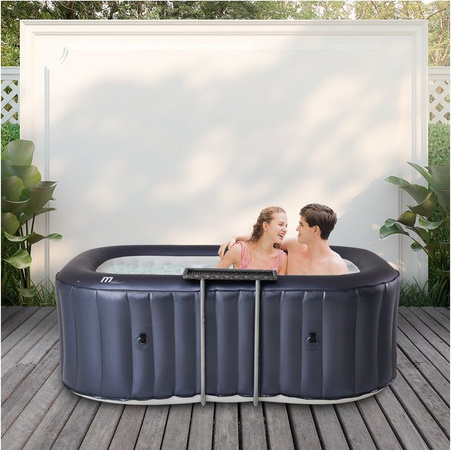 Miweba mSpa Whirlpool Urban Nest U-NE021 für 2 Personen mit Rattan-Tisch M-ONE und Ozon-UV-C-Desinfektion in Anthrazit