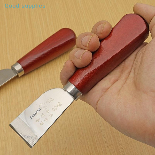 Leder Schälmesser mit Holzgriff in Braun für DIY Leathercraft Arbeiten - Bild 1