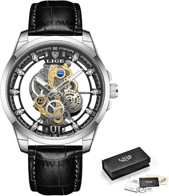 LIGE Armbanduhr Quarz, Edelstahl, Silber, Schwarz, 40 mm, Herren - Bild 1
