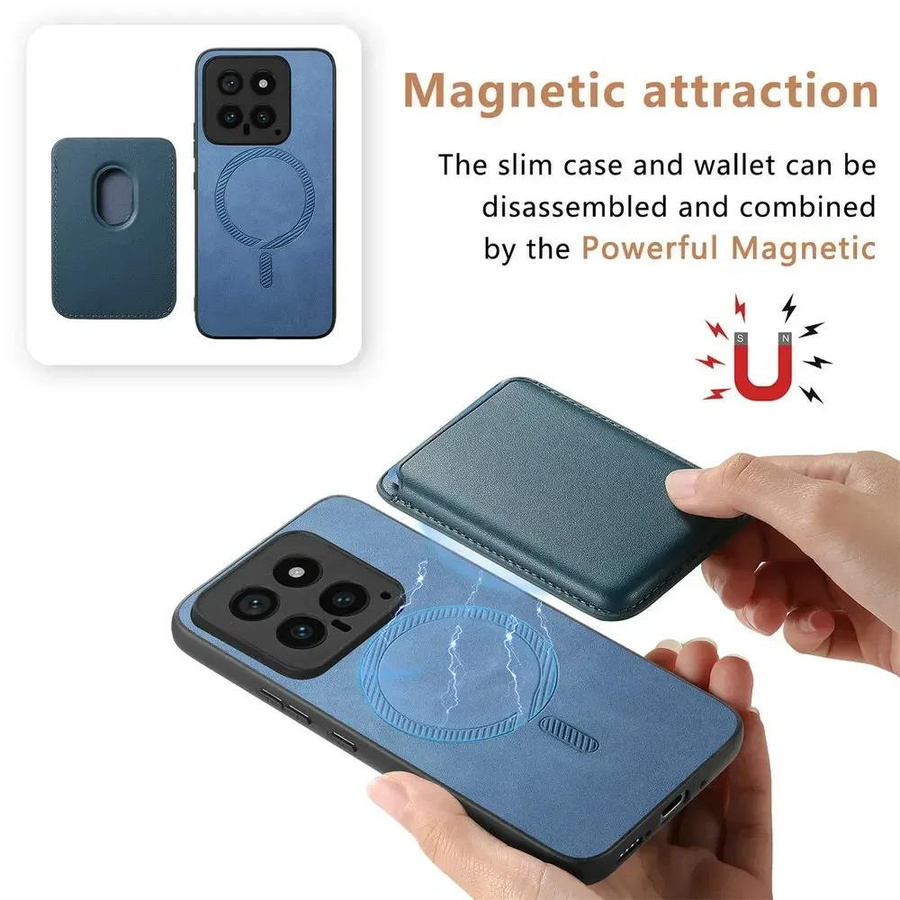 Xiaomi 2-in-1 Ledertasche mit abnehmbarem Kartenfach und magnetischer Abdeckung für Xiaomi 14T Pro 14T 13T 14 Ultra in Blau - Bild 2