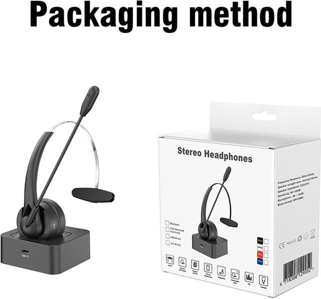 JadeBamboo Bluetooth 5.4 In-Ear Headset mit Noise Cancelling und Mikrofon in Schwarz - Bild 1