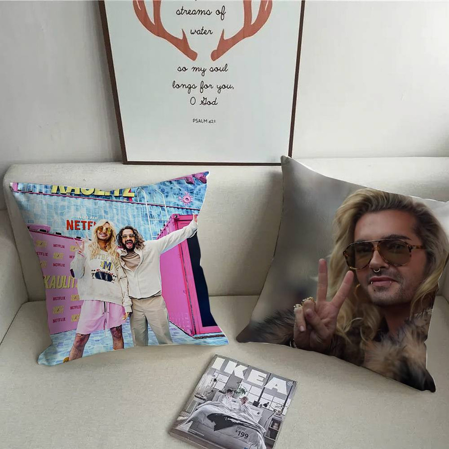 Bill Kaulitz Tom Tokio Hotel Kissenhülle aus Polyester, quadratisch, Multicolour, B/T/H: 55,88 x 55,88 x 0 cm - Bild 2