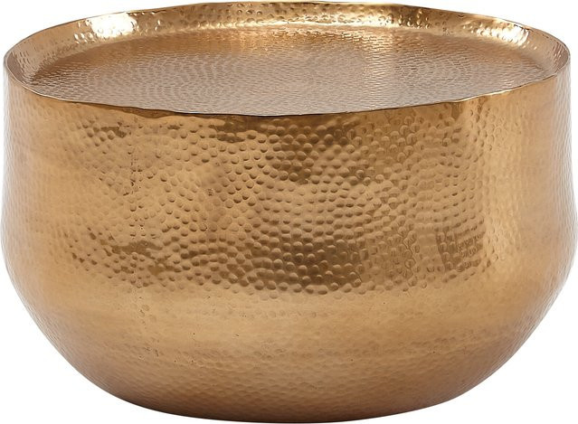 Moderner runder Couchtisch aus Metall in Gold mit glänzender Oberfläche, Durchmesser: 60 cm, Höhe: 45 cm - Bild 1