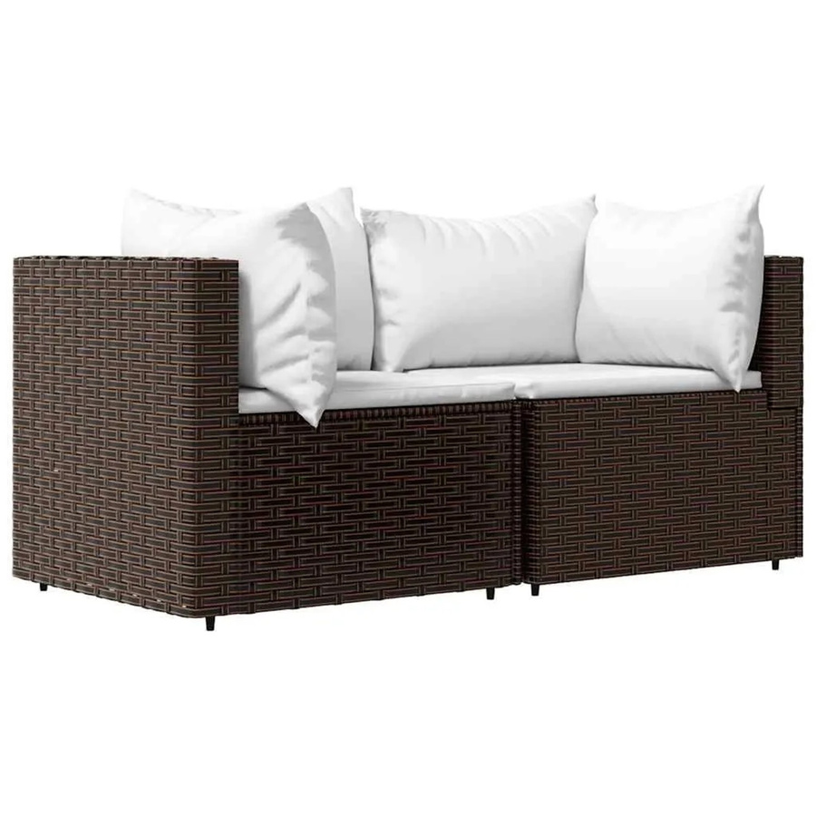 vidaXL Garten-Ecksofa Set aus braunem Poly-Rattan mit Kissen und Metallrahmen - Bild 2