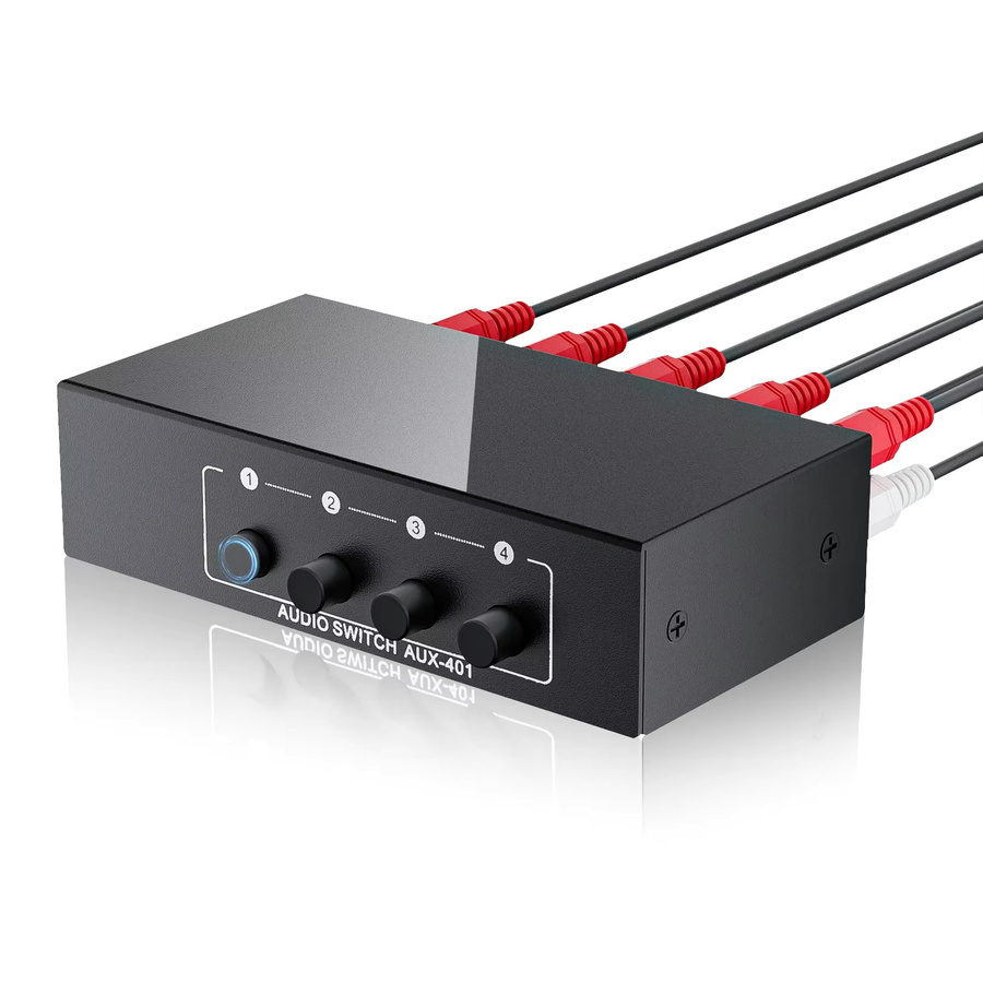 Konsenda 4 in 1 Audio Switcher Bidirektionaler Stereo Passiv Selektor 3,5 mm AUX und RCA Schwarz - Bild 2