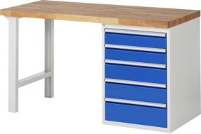 Rau Werkbank 7513A1 mit 5 Schubladen, Multicolor, B: 150 cm, T: 70 cm, H: 89 cm - Bild 1