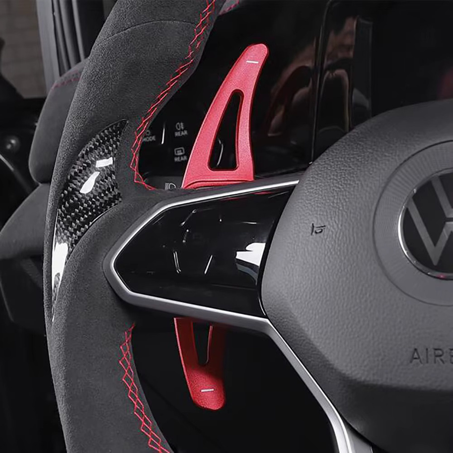 Cherk Aluminium Schaltwippen Verlängerung für VW Golf 8 MK8 GTI R Line, 2er-Set, Silber - Bild 3