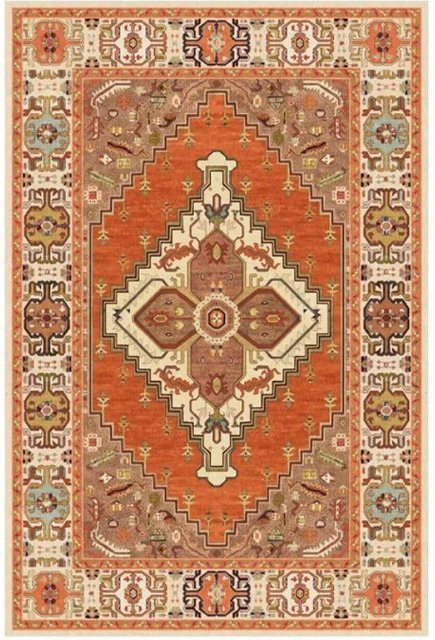 HGHT Vintage Teppich im Ethno-Stil in Orange, Waschbarer Orient Teppich aus Polyester, B/T: 120 x 160 cm - Bild 1