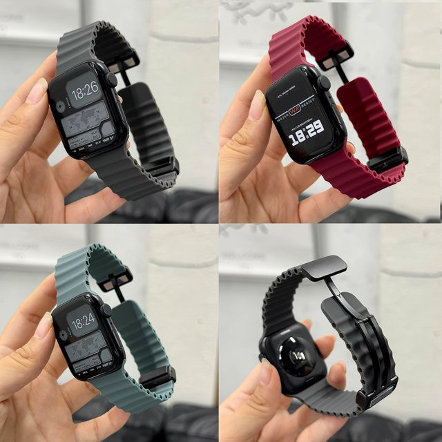RWBANDS Uhrenarmband Silikon, Magnetische Schnalle, Schwarz, Unisex - Bild 1
