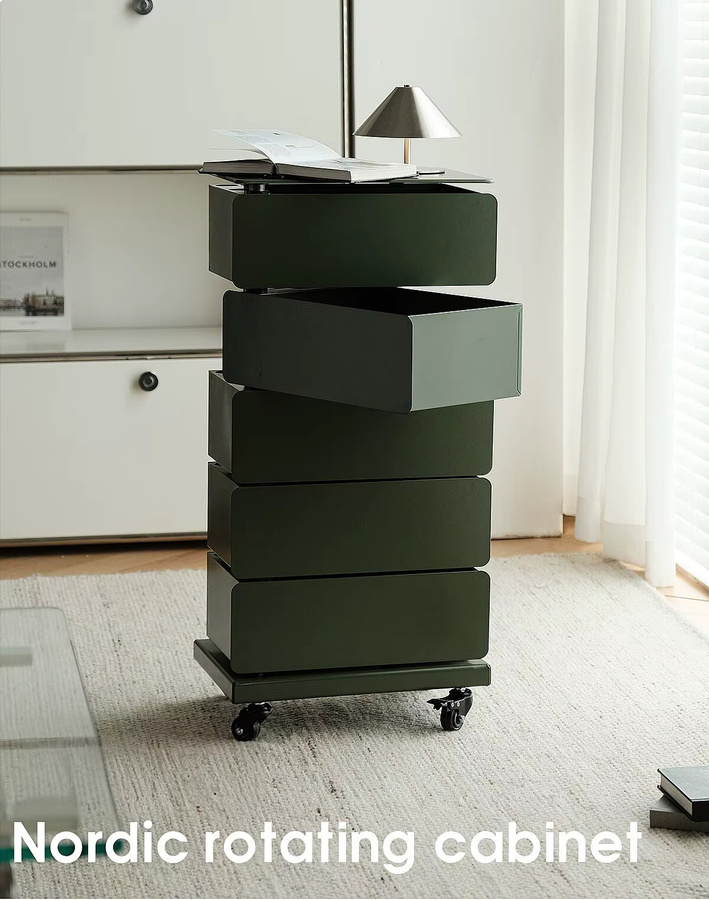 Moderner Nachttisch von YTYIN in Rot mit Stauraum und seitlichem Schrank aus Metall - Bild 3