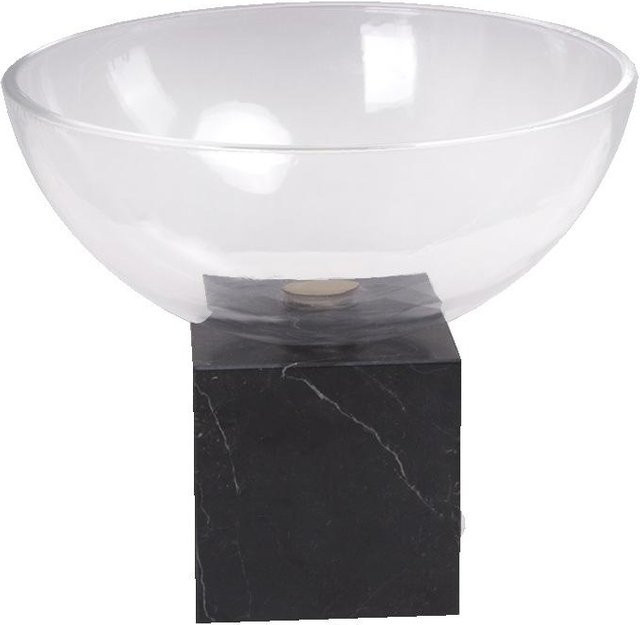 Modernes quadratisches Glas-Tablett mit Marmor-Design in Schwarz und Weiß, B: 20,0 cm, T: 20,0 cm, H: 1,0 cm - Bild 1