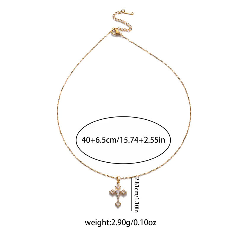 ANENJERY Halskette mit Kreuz Anhänger, Edelstahl, Zirkonia, Unisex - Bild 3