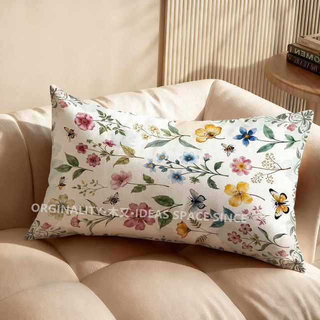 JMG Clothing Kissenbezug mit Blumen, Bienen und Schmetterlingen in Multicolour, Rechteckig, B/H: 70 x 50 cm - Bild 1