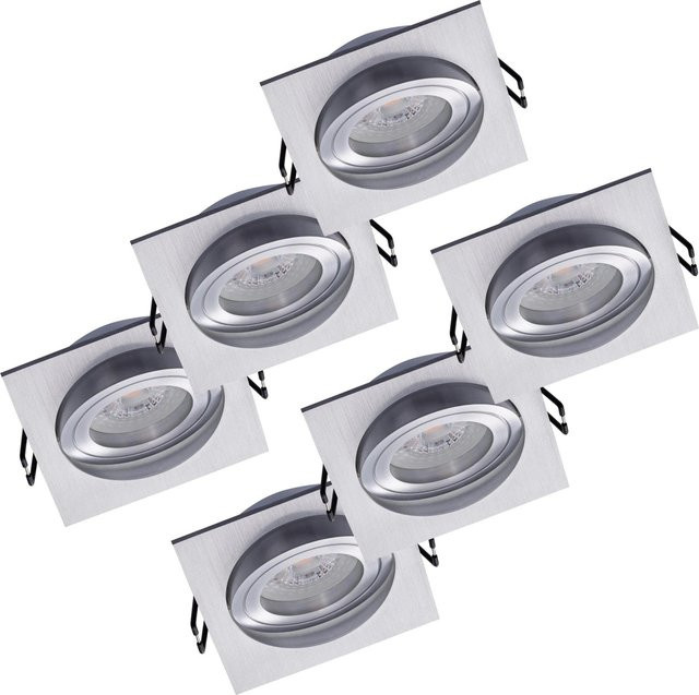 Oktaplex 6er Set Lyon LED Einbauspots aus Aluminium in Silber, schwenkbar und 3-stufig dimmbar, warmweiß 2700K, 4,8W - Bild 1