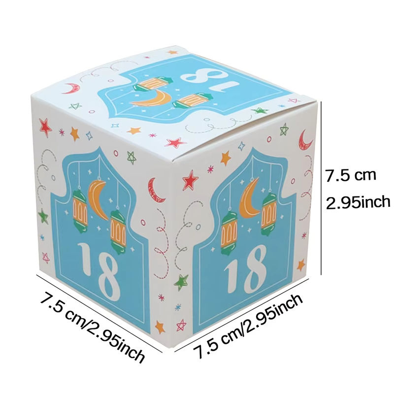 30 Stück Eid Mubarak Candy Boxen aus Papier, mehrfarbige quadratische Geschenkkartons mit orientalischem Floral-Design für Ramadan und Eid Al Adha - Bild 3